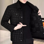 Men's Houndstooth Faux Leather Casual Jacket