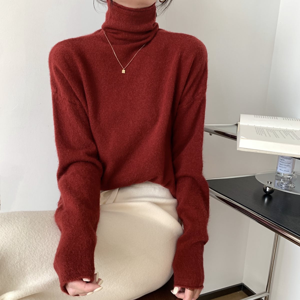 Korean Style High Collar Soft Glutinous Velvet Bottoming Sweater