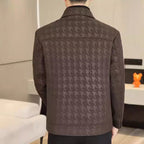 Men's Houndstooth Faux Leather Casual Jacket