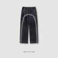 Men's clothing Youth Street Trend Sports Feng Shui wash wax dyed and woven zipper pants vibe wide leg guards men's pants
