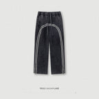 Men's clothing Youth Street Trend Sports Feng Shui wash wax dyed and woven zipper pants vibe wide leg guards men's pants