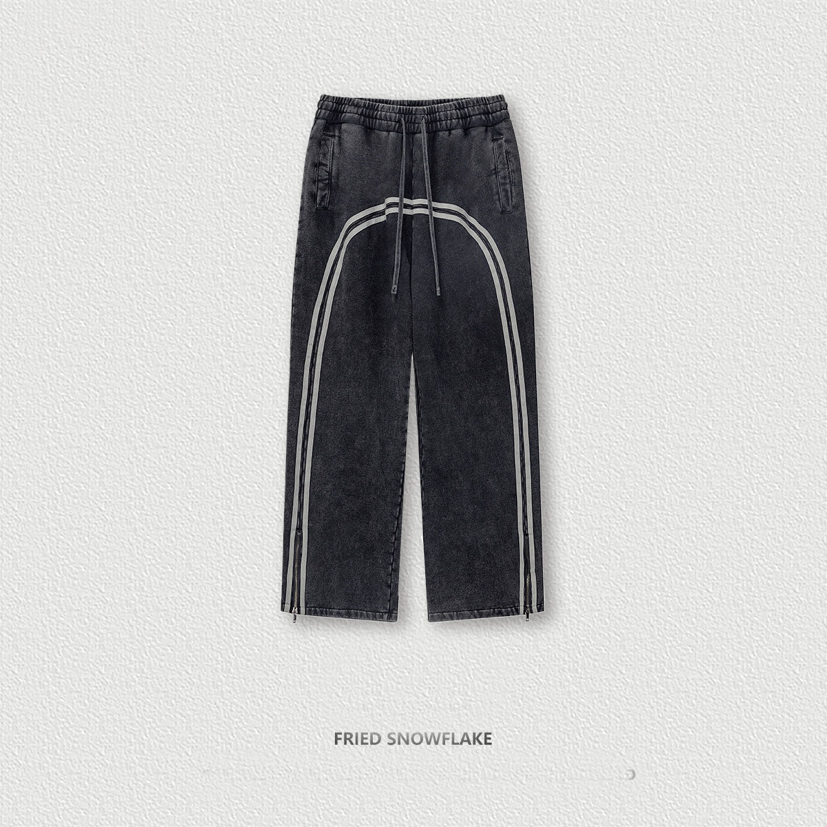 Men's clothing Youth Street Trend Sports Feng Shui wash wax dyed and woven zipper pants vibe wide leg guards men's pants