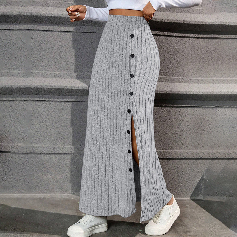 Women's simple commuting skirt versatile long skirt