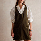 Summer New Women's Dresses Casual Denim Strap Pocket Mini Skirts Vintage Elegant A-Line Denim Backless Sleeveless Dress