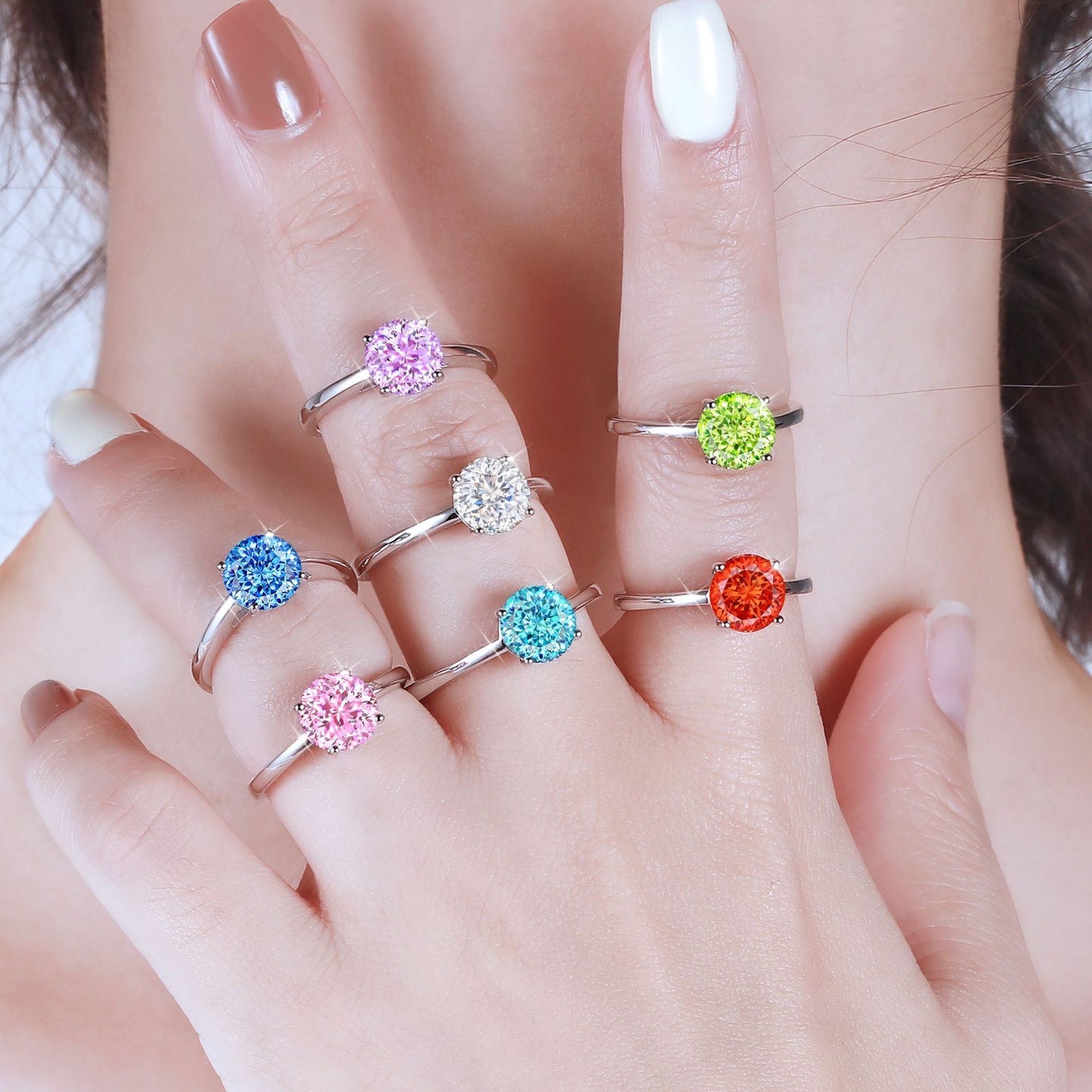 925 Sterling Silver 2ct Flame Ice Flower Cut Ring Advanced Simple