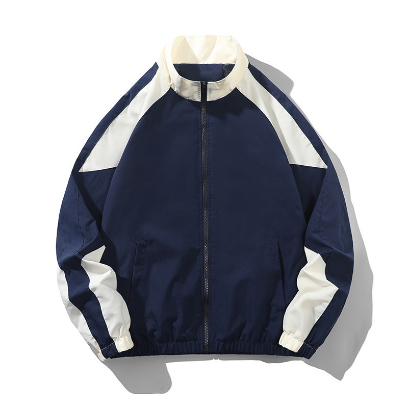 Men's Casual Spring And Autumn Outdoor Stitching Contrast Color Jacket