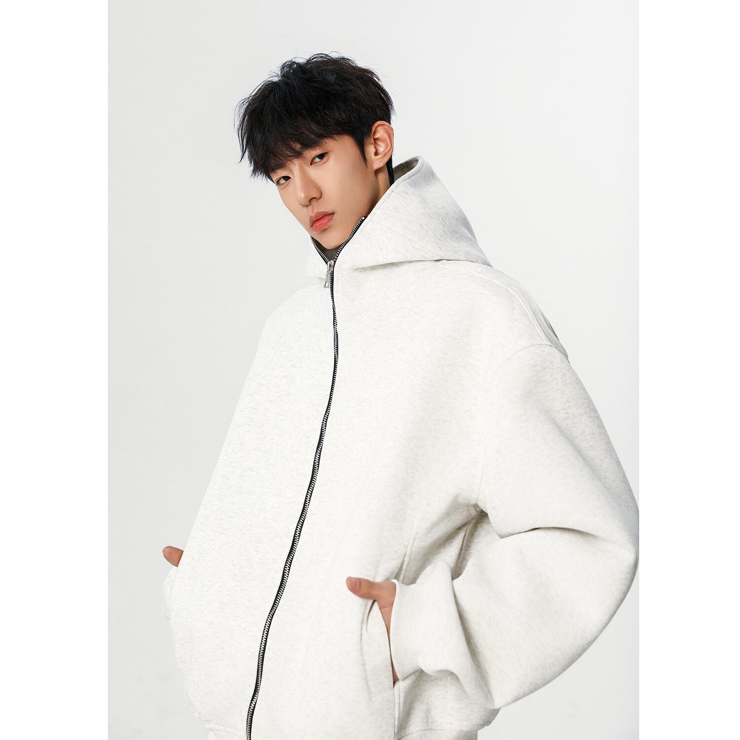 Solid Color Versatile American High Street Cardigan Hoodie