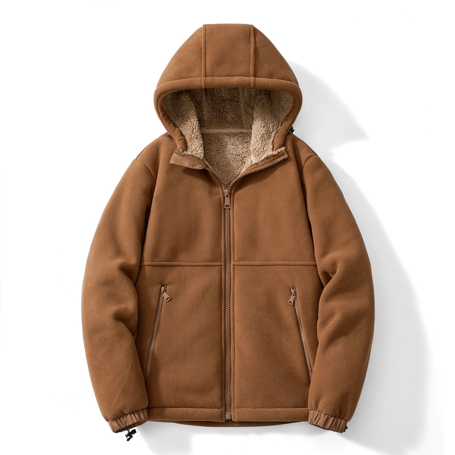 Casual Hooded Lambswool Fleece Lined Padded Warm Keeping Jacket