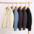 Men's Corduroy Workwear American Retro Lapels Jacket Heavy Imitation Lamb Wool Thickened Cotton-padded Coat
