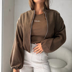 Women's Off-shoulder Round Neck Lantern Sleeve Short Coat