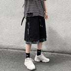 Hong Kong Style Breasted Shorts Men''s Hip Hop Cashew Flower Stitching Loose Fashion