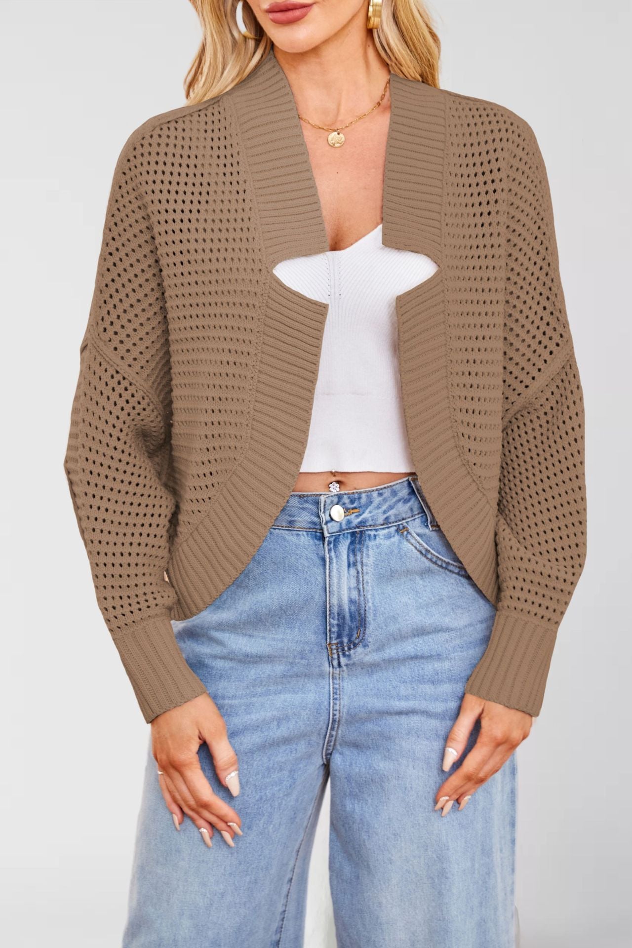 Fashionable Batwing Sleeve Knitted Cardigan Sweaters Coat