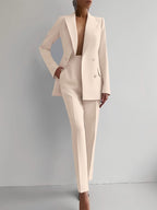 Casual Suits Fashion Long Sleeve Single-breasted Jacket Top And Slim Fit Trousers Women's Business Suits