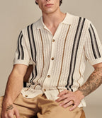 Men's Casual Hollow-out Knitted POLO Cardigan