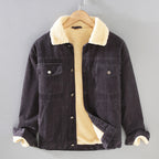 Men's Corduroy Workwear American Retro Lapels Jacket Heavy Imitation Lamb Wool Thickened Cotton-padded Coat