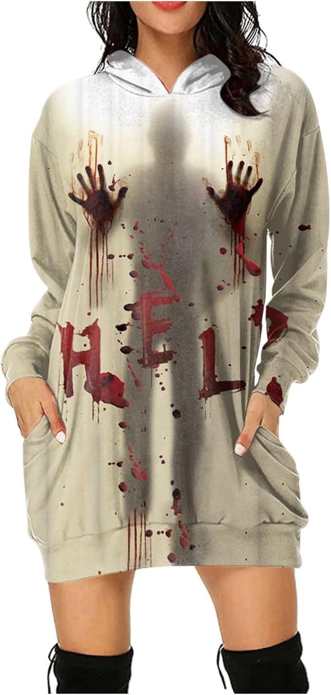 Halloween Women's Hoodie With Blood Print
