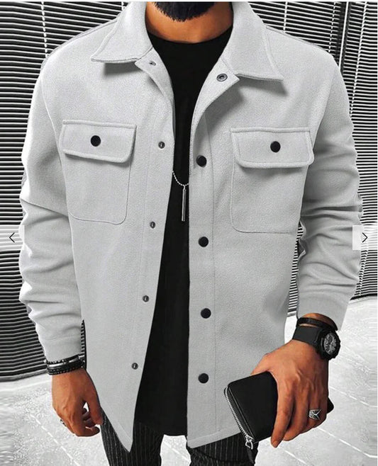 Autumn Plaid Digital Printing Men's Lapel Casual Shirt Jacket Coat