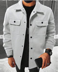Men's Plaid Polyester Casual Jacket with Pockets