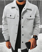 Men's Plaid Polyester Casual Jacket with Pockets