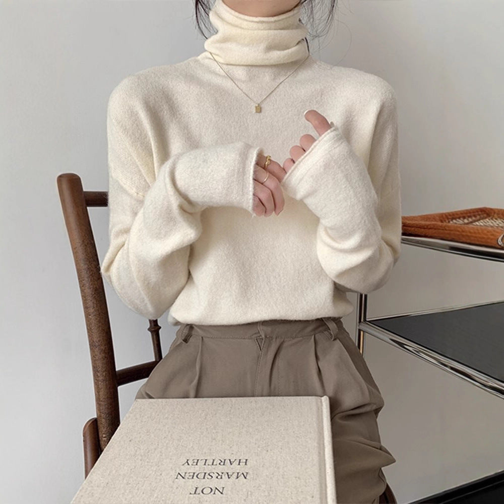 Korean Style High Collar Soft Glutinous Velvet Bottoming Sweater