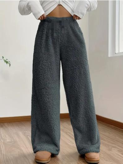 Women's Solid Color Loose Fleece Casual Pants