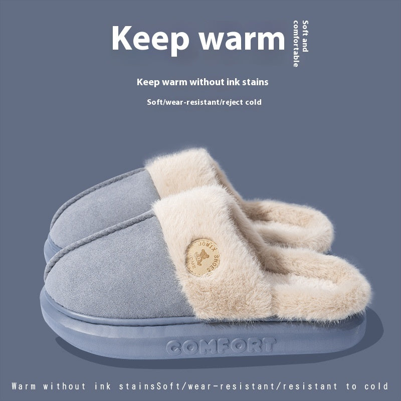 New Plush Slippers For Women Winter Warm Home Slipper Indoor Thick-soled Fleece Shoes