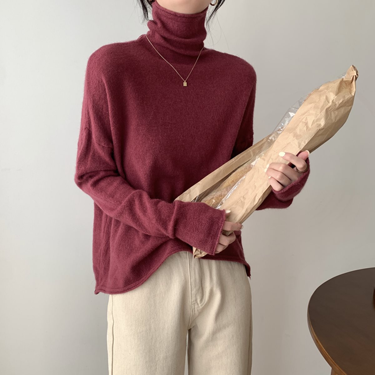 Korean Style High Collar Soft Glutinous Velvet Bottoming Sweater