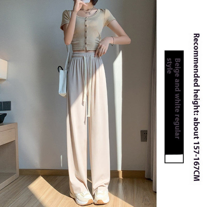 Ice Silk Wide-leg Pants Women's Draping Effect Trousers