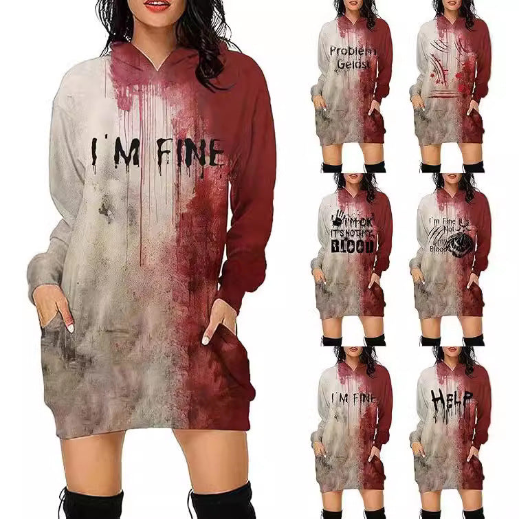 Halloween Women's Hoodie With Blood Print