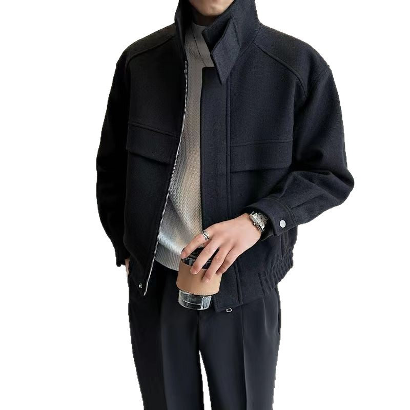 New Fashion Brand Korean Style Ruffle Handsome Stylish Short Sense Woolen Jacket