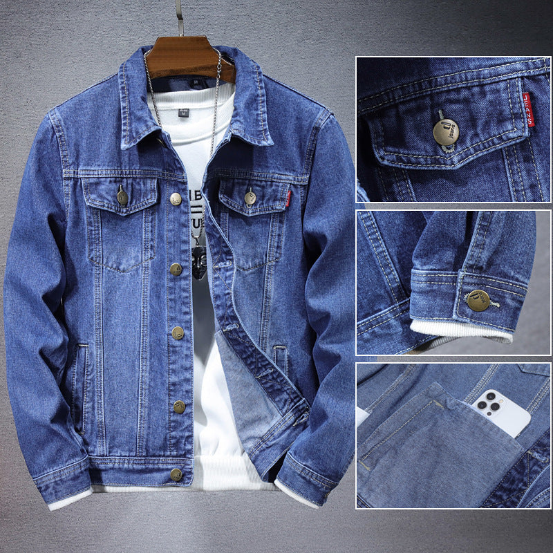 Men's Loose Fit Denim Coat with Side Pockets