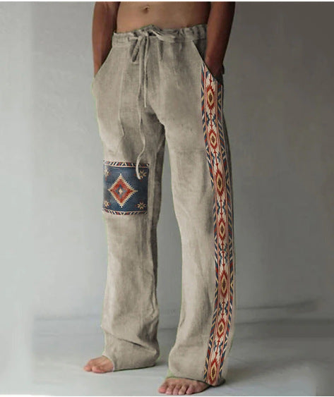 Men's Linen Printed Loose Casual Pants