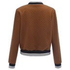 Women's Long Sleeve Contrast Trim Baseball Jacket - Casual Zip Up Sporty Top For Spring&Fall