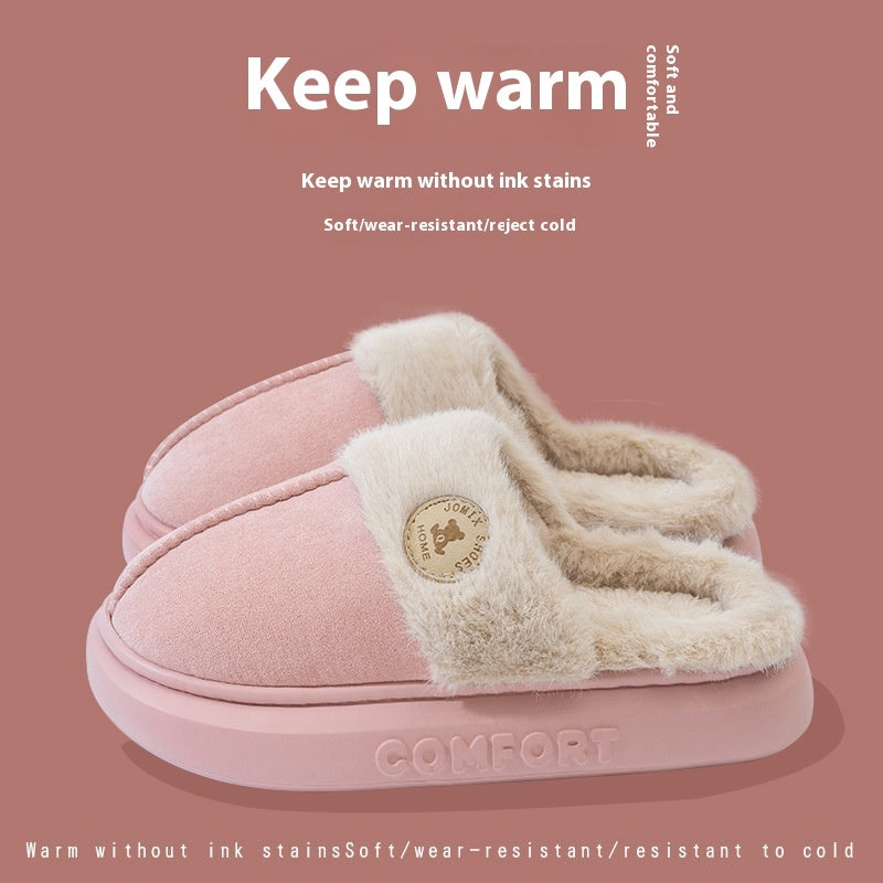 New Plush Slippers For Women Winter Warm Home Slipper Indoor Thick-soled Fleece Shoes