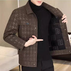 Men's Houndstooth Faux Leather Casual Jacket