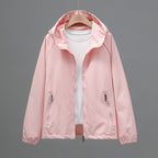 Women's Cropped Casual Loose Plus Size Hooded Thin Shell Jacket