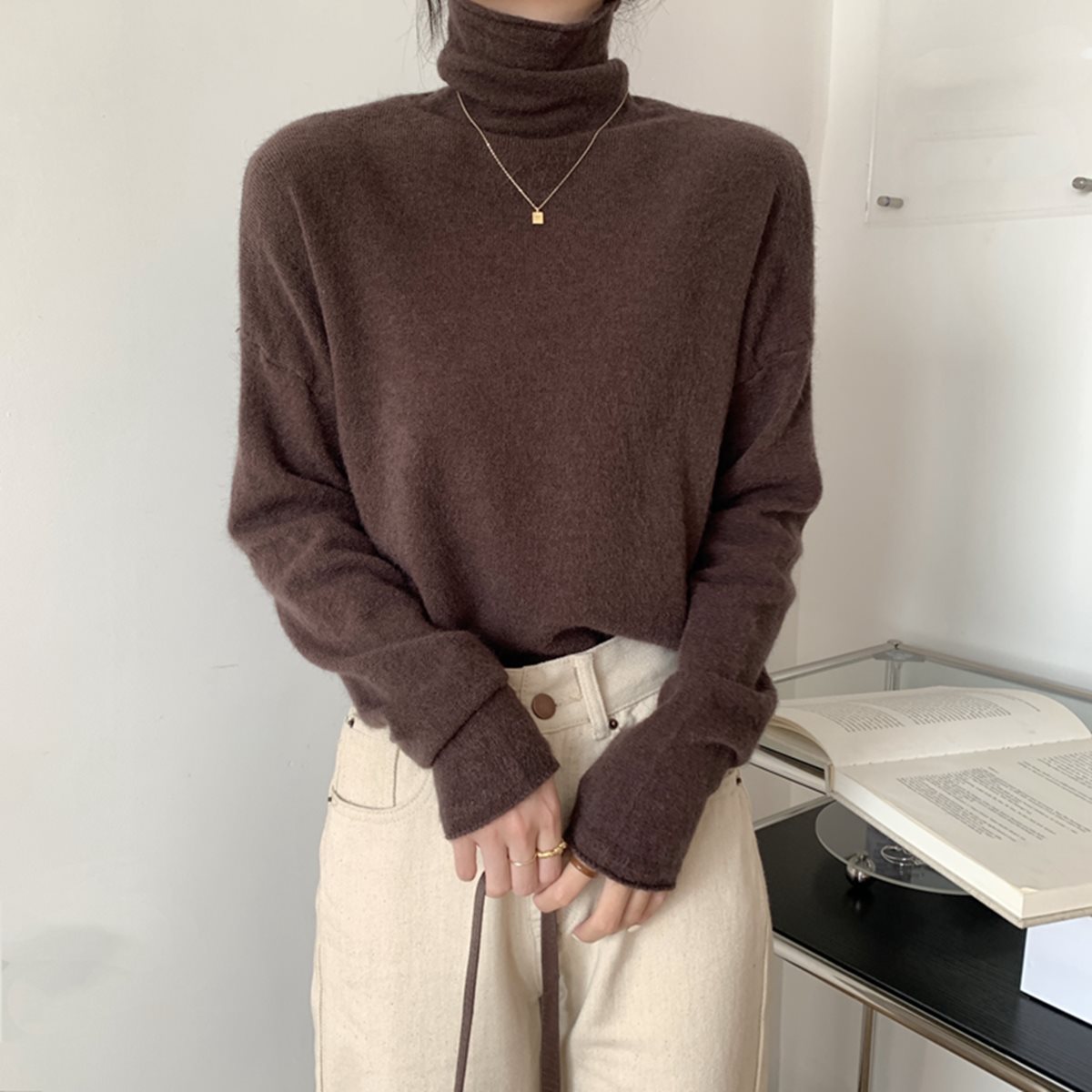 Korean Style High Collar Soft Glutinous Velvet Bottoming Sweater