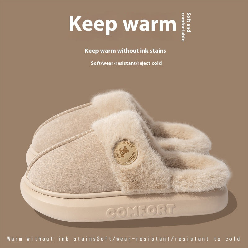 New Plush Slippers For Women Winter Warm Home Slipper Indoor Thick-soled Fleece Shoes